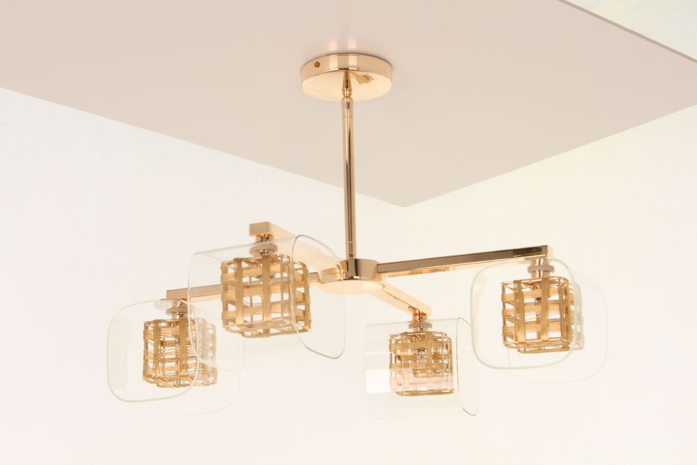 Impex Lighting Avignon 4-Light Gold Glass & Wire Crystal Chandelier