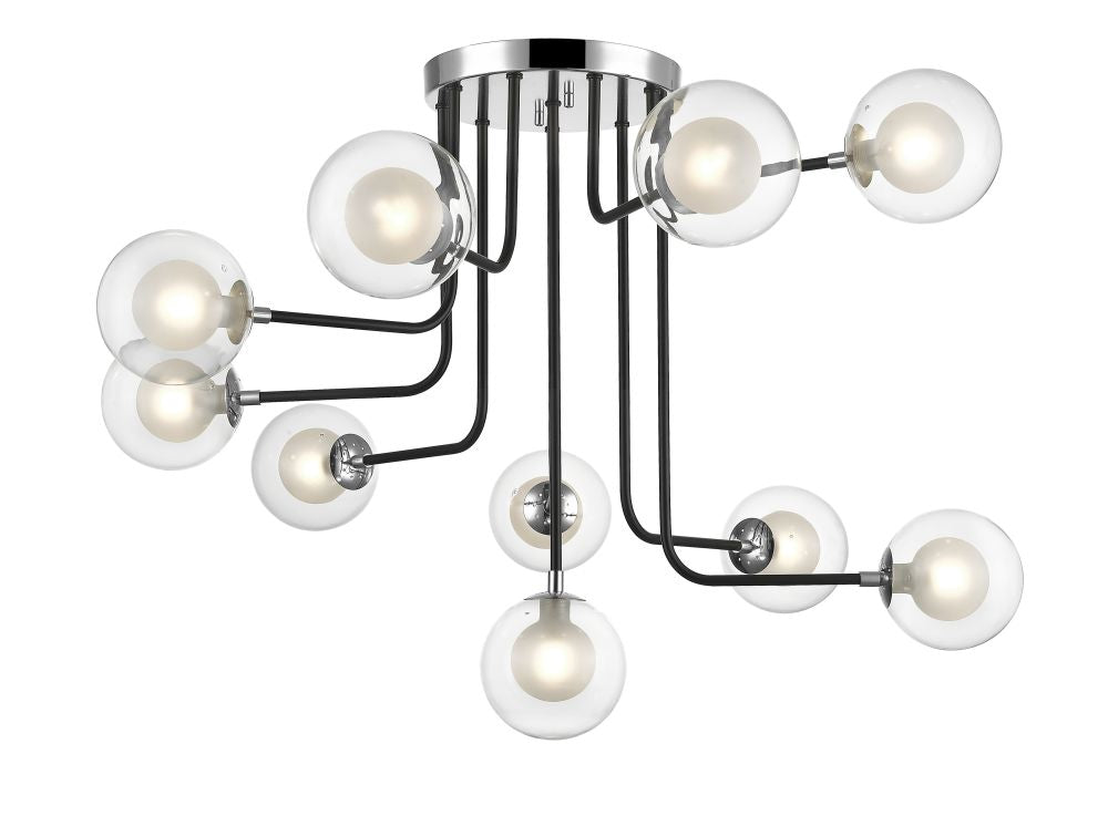 Impex Lighting Remy 10-Light Chrome & Matt Black Globe Chandelier