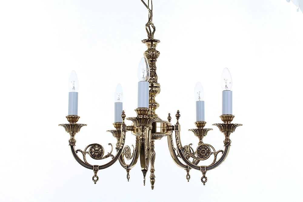 Impex Lighting Chelsea 5-Light Polished Brass Candle Chandelier