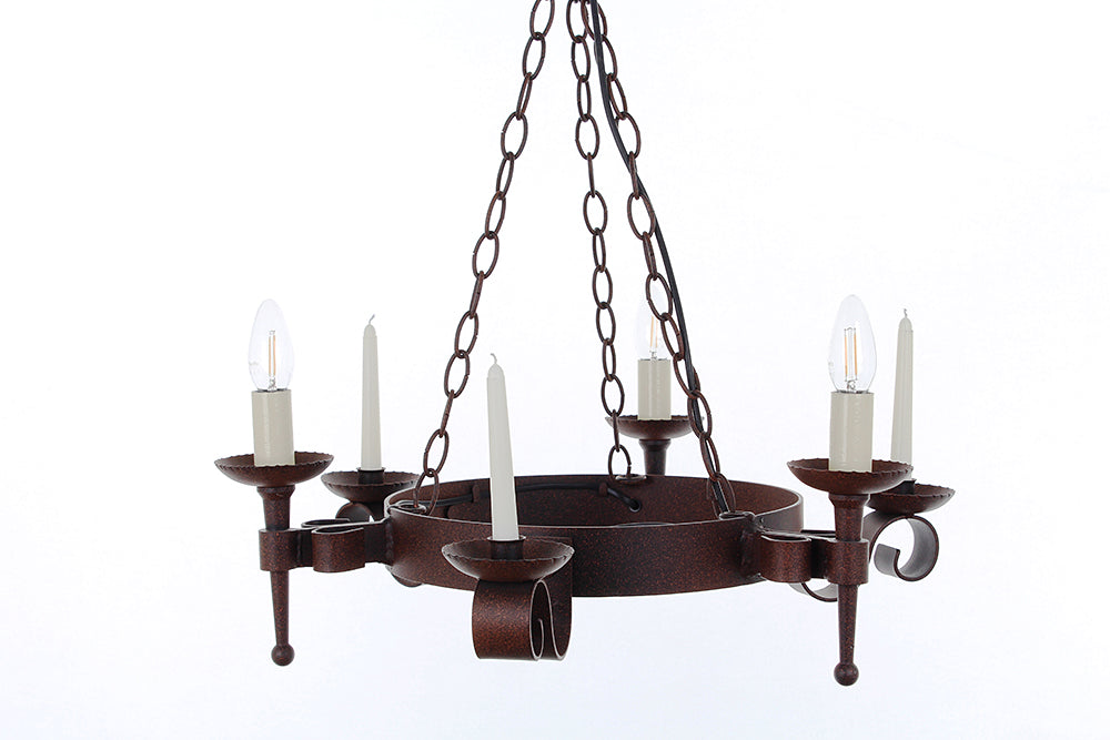 Impex Lighting Refectory 3-Light Aged Wagon Wheel Chandelier