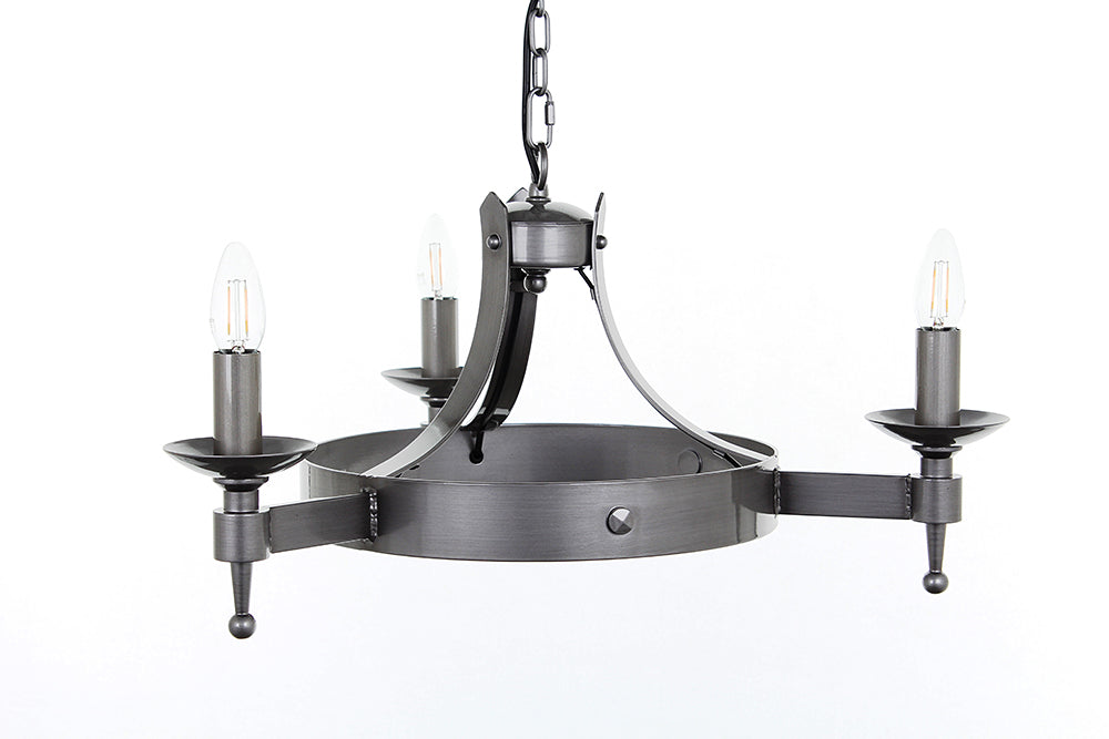 Impex Lighting Saxon 3-Light Sterling Wagon Wheel Chandelier