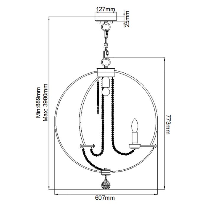 Elstead Lighting Cassie 7-Light Polished Nickel Plated Globe Chandelier