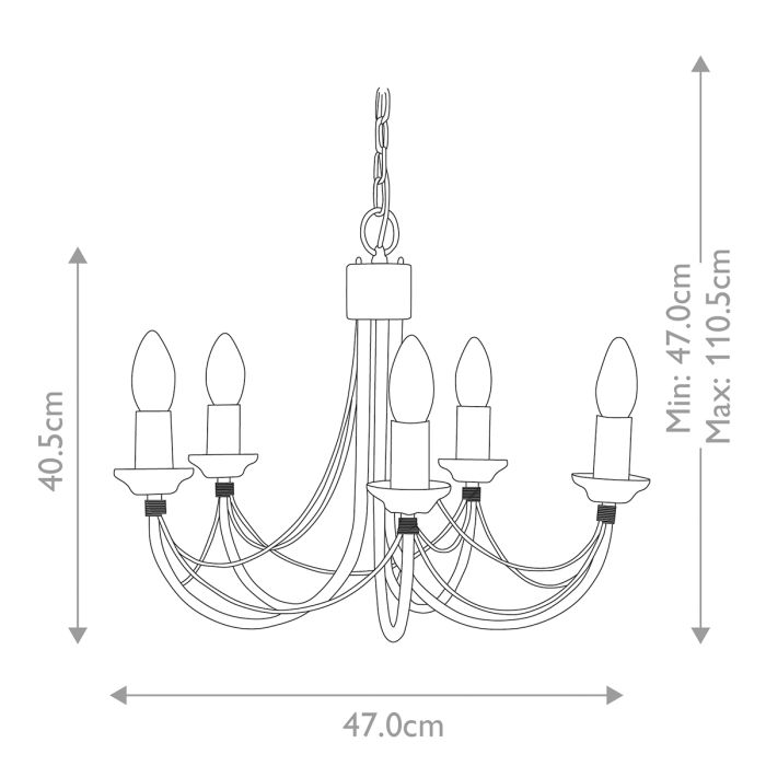 Elstead Lighting Carisbrooke 5-Light Black Candle Chandelier