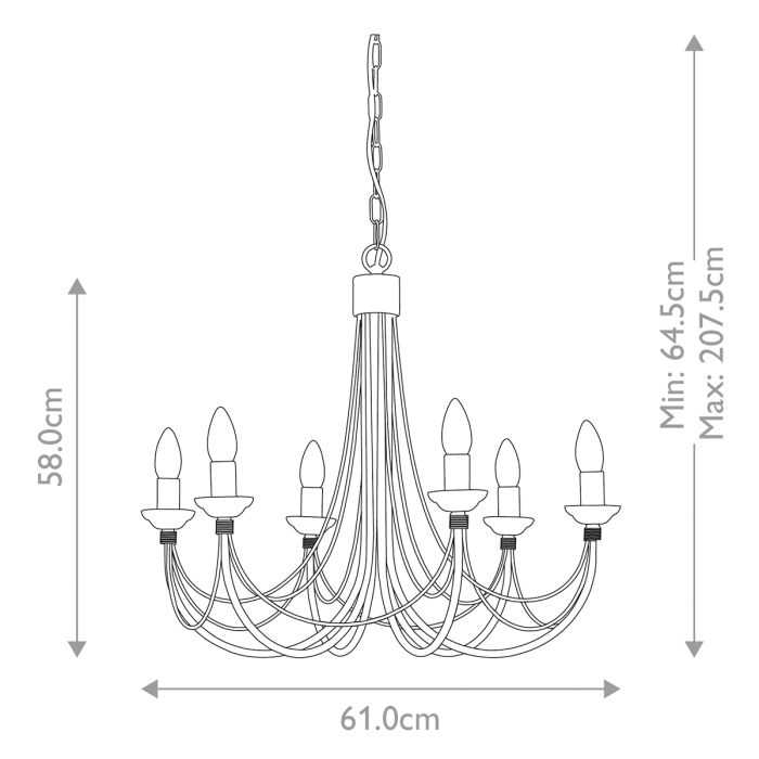 Elstead Lighting Carisbrooke 6-Light Black Candle Chandelier
