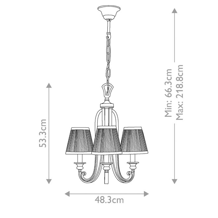 Generation Lighting (Feiss) Abbey 3-Light Silver Sand Candle Chandelier with Pleated Shades