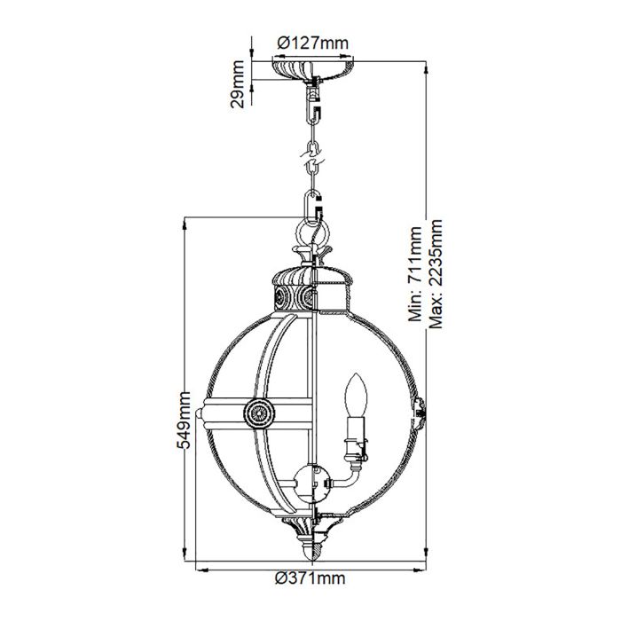 Generation Lighting (Feiss) Adams 3-Light British Bronze Globe Pendant Chandelier