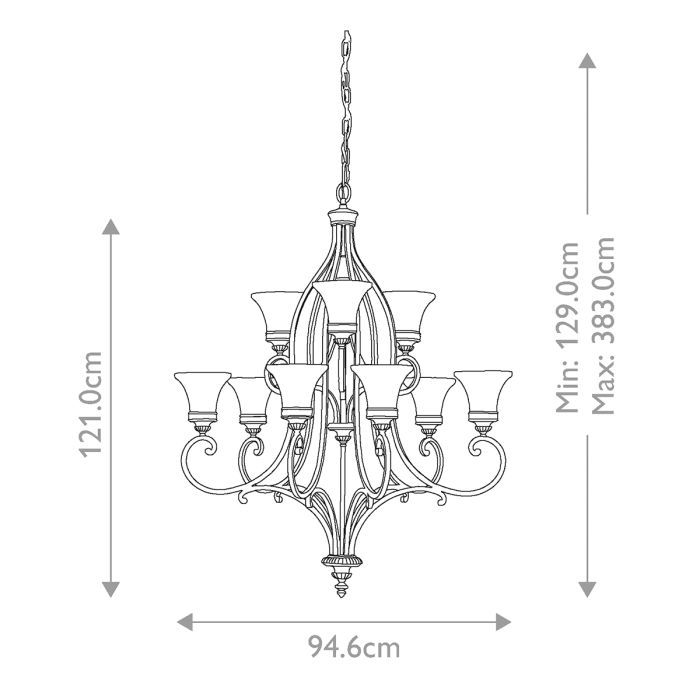 Generation Lighting (Feiss) Drawing Room 9-Light Walnut Glass Chandelier