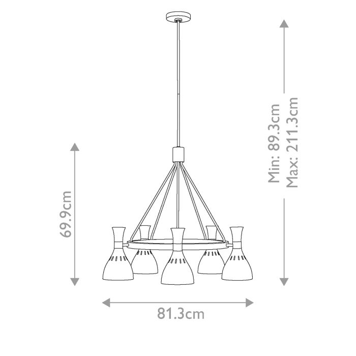 Generation Lighting (Feiss) Joan 5-Light Midnight Black / Burnished Brass Modern Chandelier