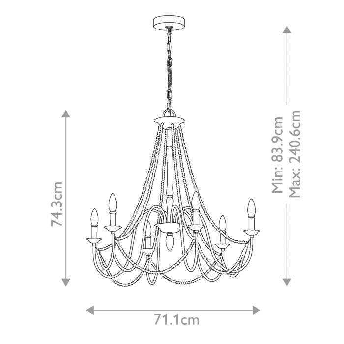 Generation Lighting (Feiss) Maryville 6-Light Washed Grey Wooden Beaded Candle Chandelier