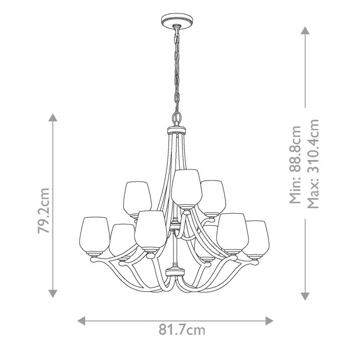 Generation Lighting (Feiss) Vintner 9-Light Satin Nickel Opal Glass Chandelier