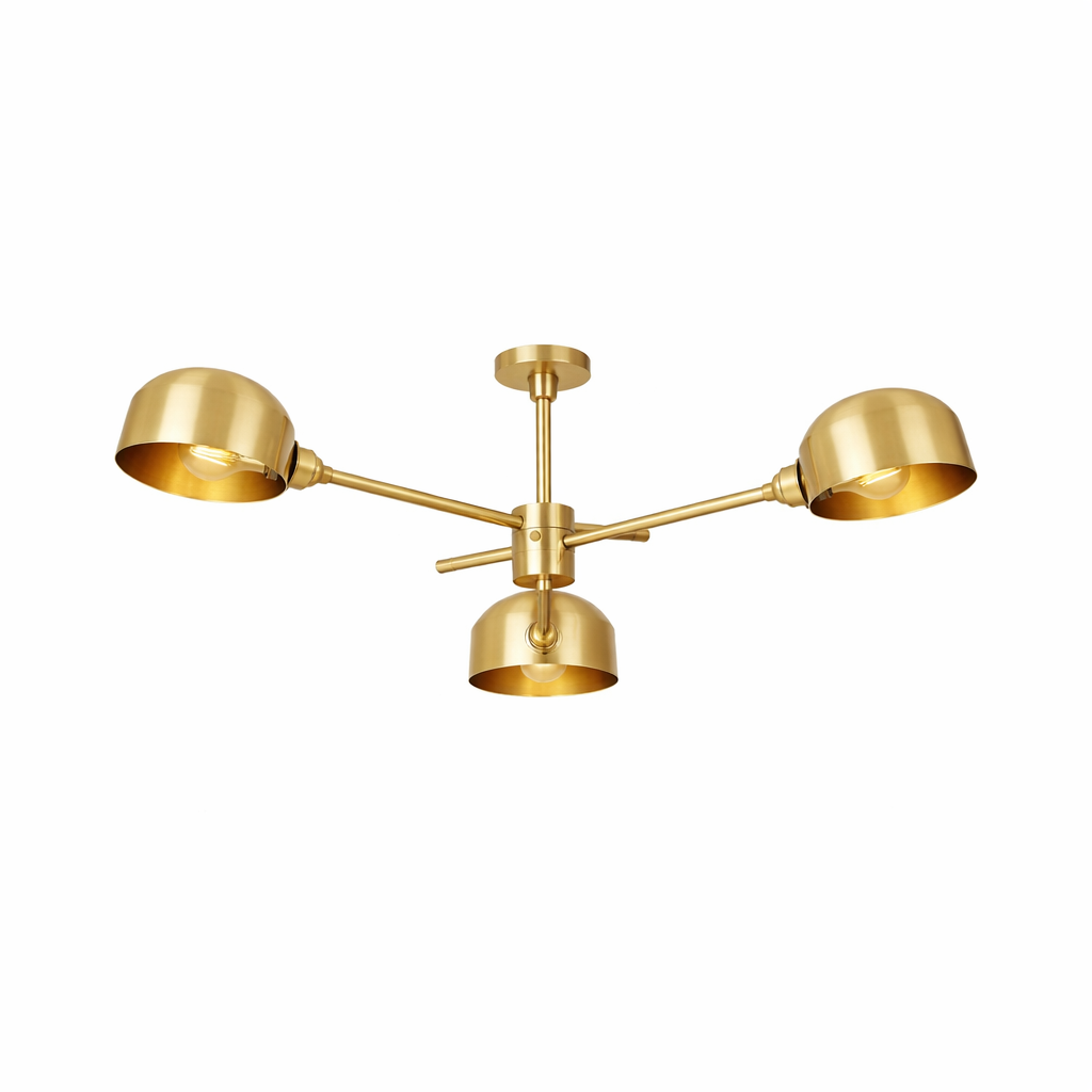 Mullan Lighting San Jose 3-Light Brass Flush Chandelier