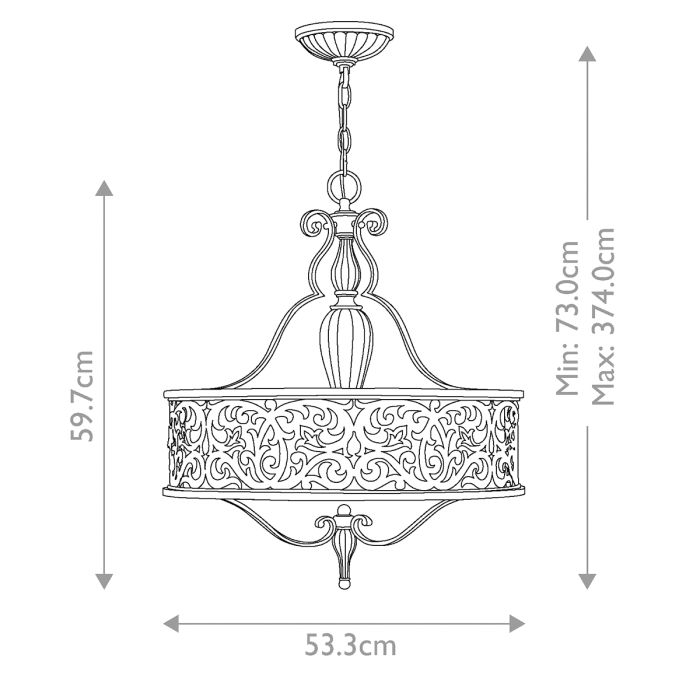 Hinkley Carabel 3-Light Brushed Champagne Drum Pendant Chandelier