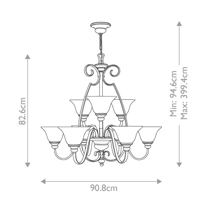 Hinkley Cello 9-Light Antique Bronze Glass Chandelier