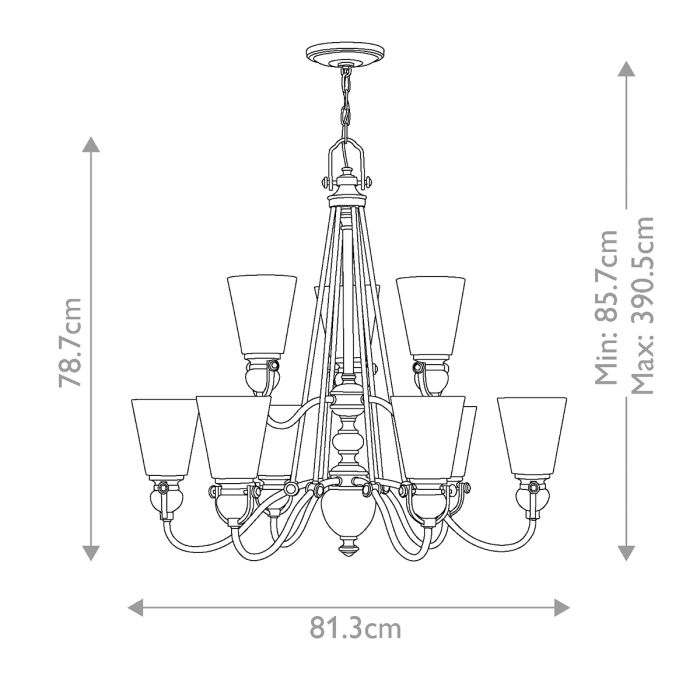 Hinkley Mayflower 9-Light Olde Bronze Chandelier with Etched Amber Glass