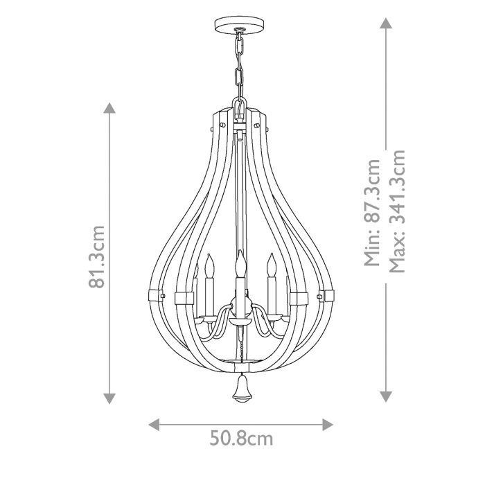 Hinkley Middlefield 5-Light Iron Rust Cage Chandelier with Distressed Wood