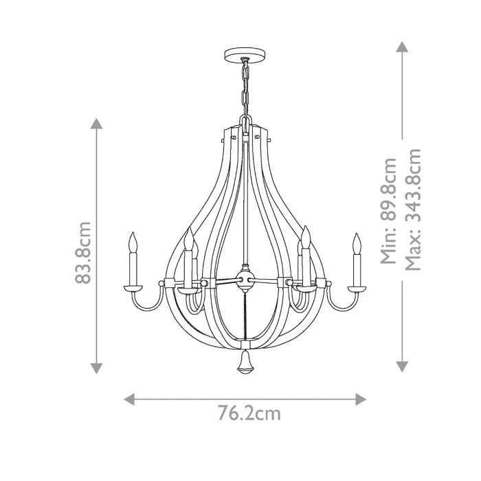 Hinkley Middlefield 6-Light Iron Rust Cage Chandelier with Distressed Wood