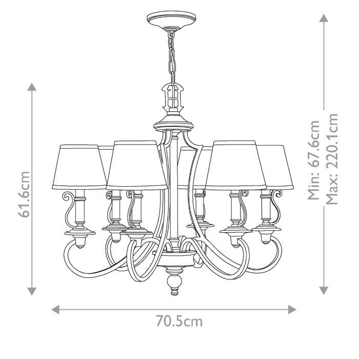 Hinkley Plymouth 6-Light Olde Bronze Candle Chandelier with Organza Shades