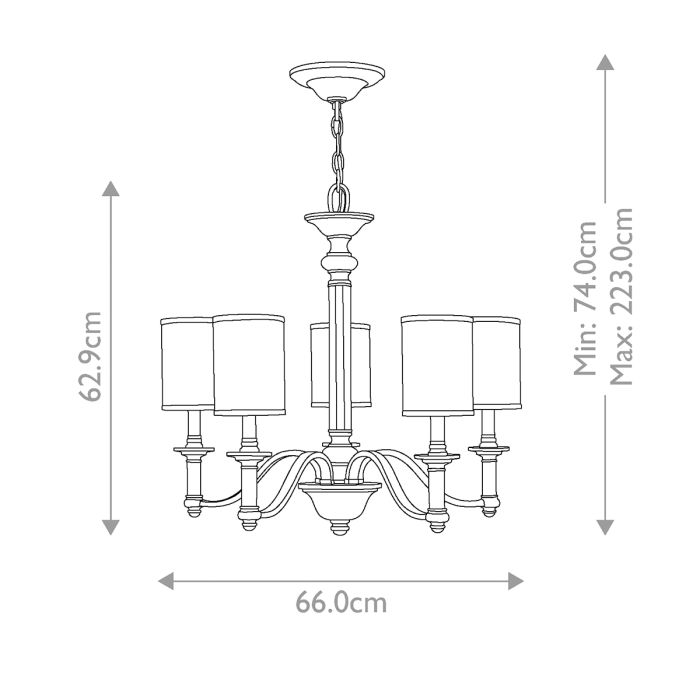 Hinkley Sussex 5-Light Brushed Nickel Modern Chandelier with Linen Shades and Clear Glass