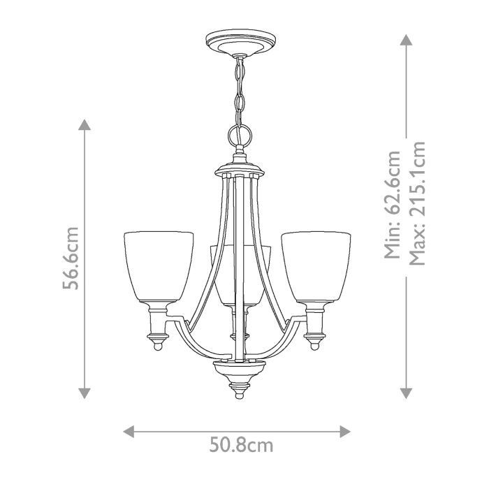 Hinkley Truman 3-Light Antique Nickel Modern Chandelier with Etched Opal Glass