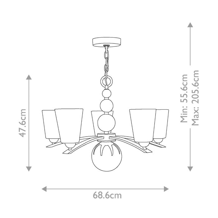 Hinkley Zelda 5-Light Polished Nickel Modern Chandelier with Etched Glass