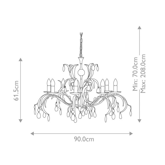 Elstead Lighting Lily 8-Light Bronze Patina Smoked Candle Chandelier