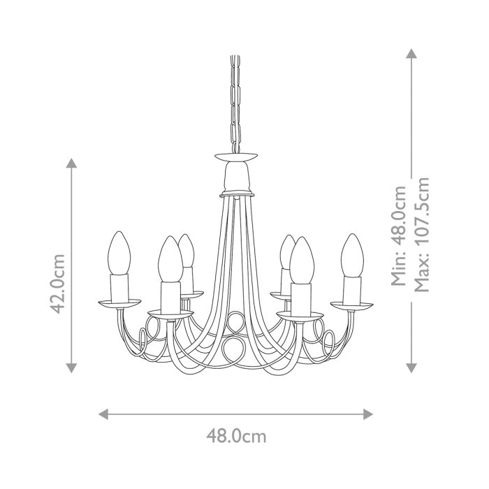 Elstead Lighting Minster 6-Light Black with Gold Patina Candle Chandelier