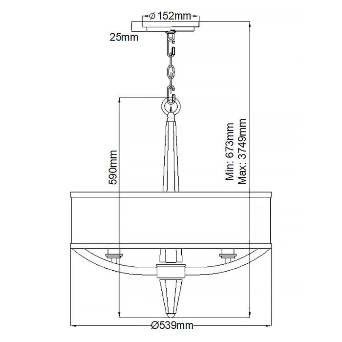 Hinkley Ascher 3-Light Polished Nickel Drum Chandelier