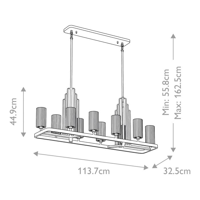 Kichler Kimrose 10-Light Polished Nickel Linear Island Chandelier