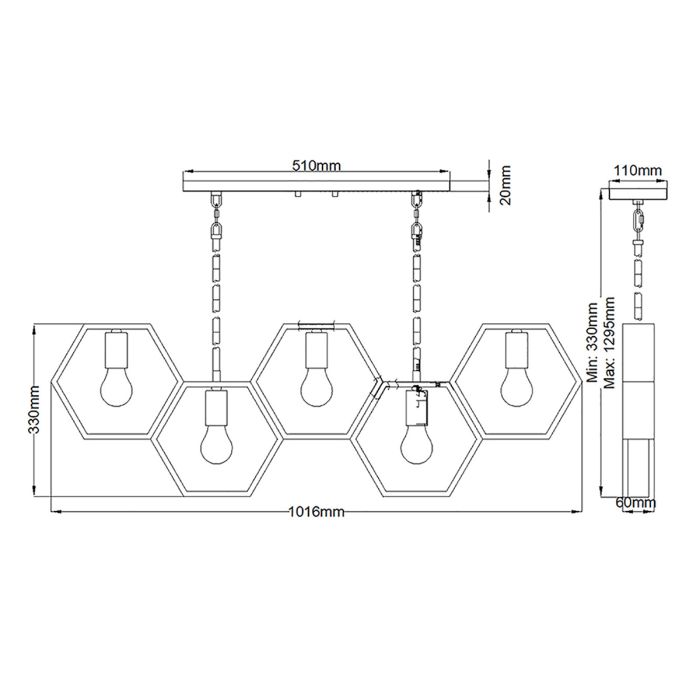 Quoizel Bismarck 5-Light Earth Black Linear Island Pendant Chandelier