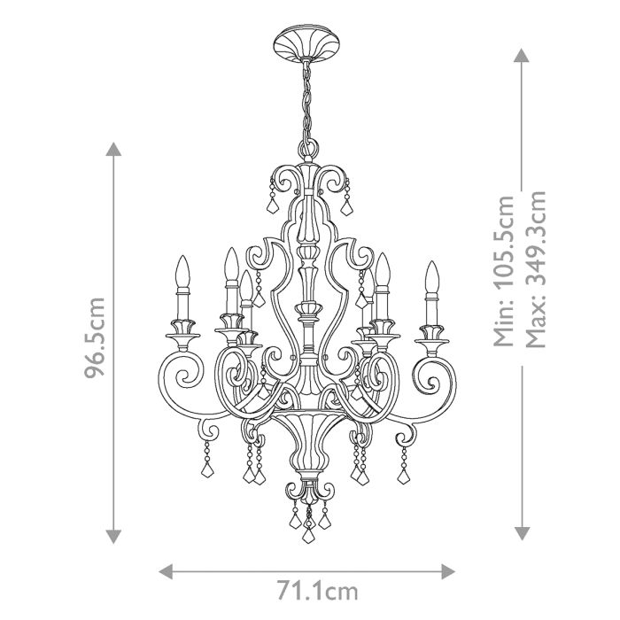 Quoizel Marquette 6-Light Heirloom Crystal Candle Chandelier