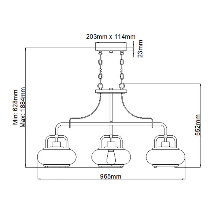 Quoizel Trilogy 3-Light Olde Bronze Glass Island Chandelier