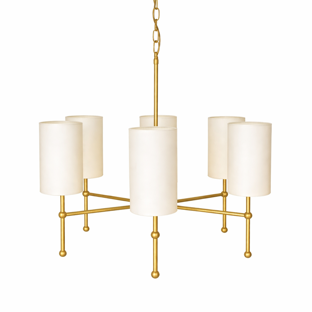 Mullan Lighting Arizona 6-Light Brass Chandelier – Contemporary Fabric Shade Design