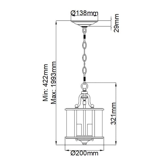 Hinkley Gentry 3-Light Pewter Small Lantern Pendant Chandelier