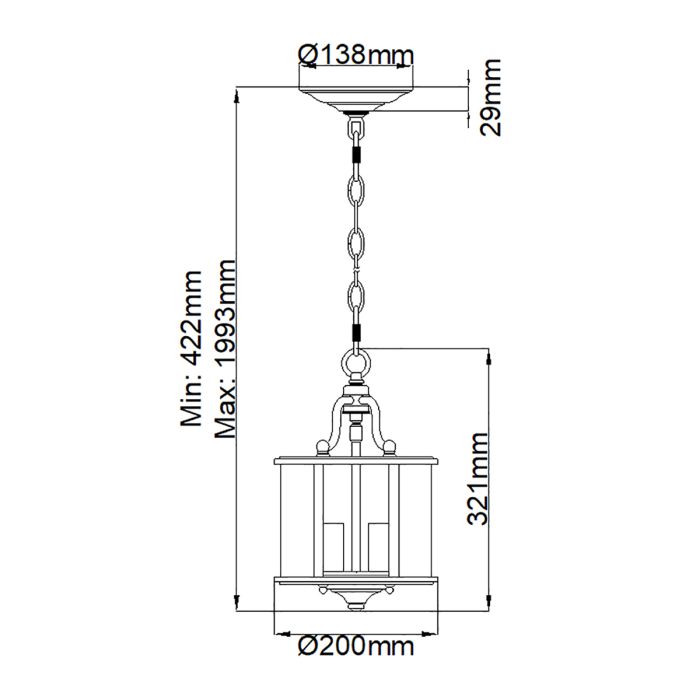 Hinkley Gentry 3-Light Polished Brass Small Lantern Pendant Chandelier