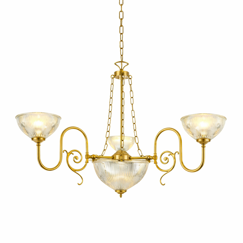 Mullan Lighting Padang 5-Light Brass Glass Chandelier