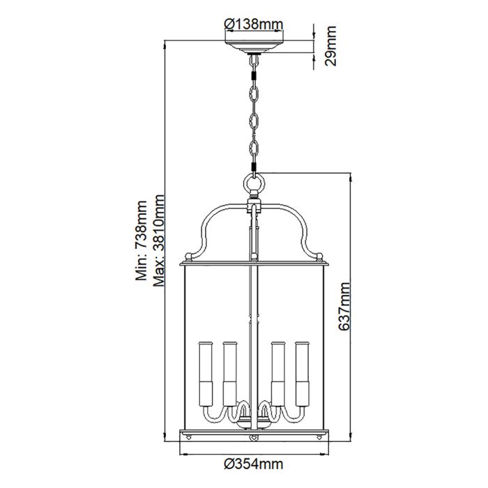 Hinkley Gentry 6-Light Polished Brass Large Lantern Pendant Chandelier