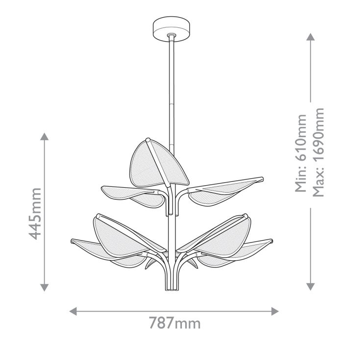 Alora Floriana 8-Light Leaf Natural Brass LED Modern Chandelier