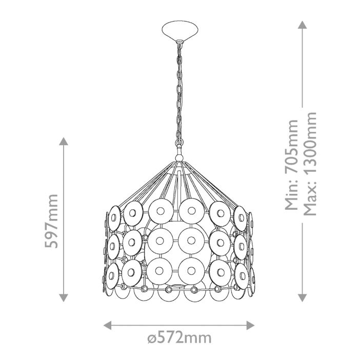 Quintiesse Meridian 3-Light Distressed Gold & Smoked Glass Pendant Chandelier