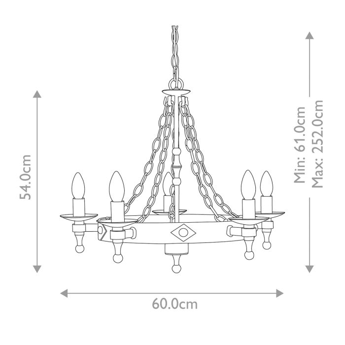 Elstead Lighting Warwick 5-Light Graphite Black Wagon Wheel Chandelier