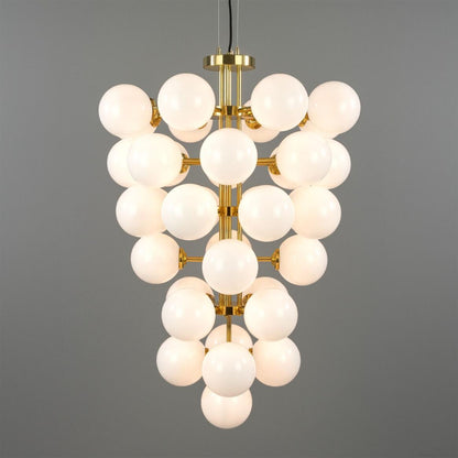 Mullan Lighting Merlot 37-Light Grape Brass Glass Globe Chandelier