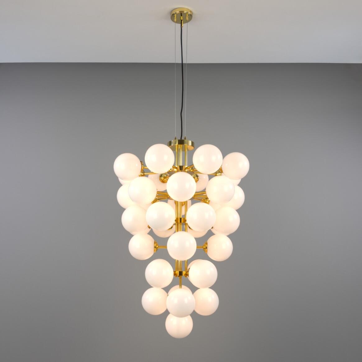 Mullan Lighting Merlot 37-Light Grape Brass Glass Globe Chandelier