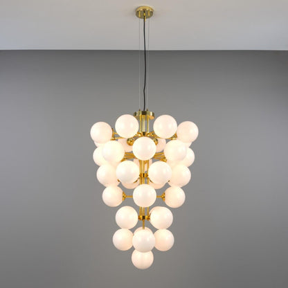 Mullan Lighting Merlot 37-Light Grape Brass Glass Globe Chandelier
