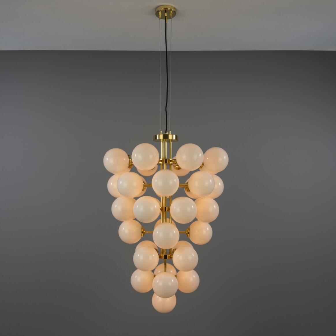 Mullan Lighting Merlot 37-Light Grape Brass Glass Globe Chandelier