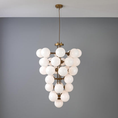 Mullan Lighting Merlot 37-Light Grape Brass Glass Globe Chandelier