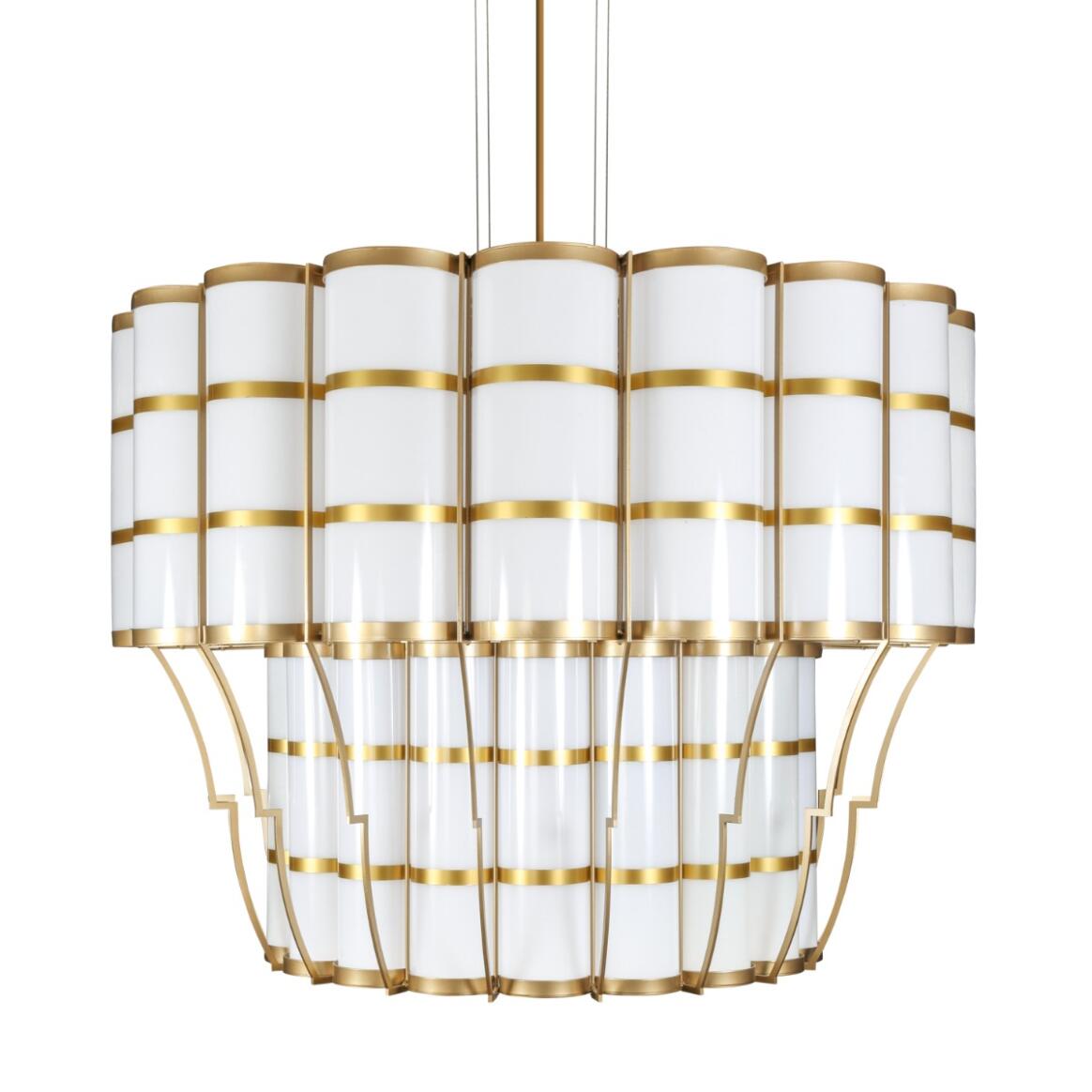 Mullan Lighting Saint-Denis 36-Light Powder-Coated Bronze Large Two-Tier Drum Chandelier