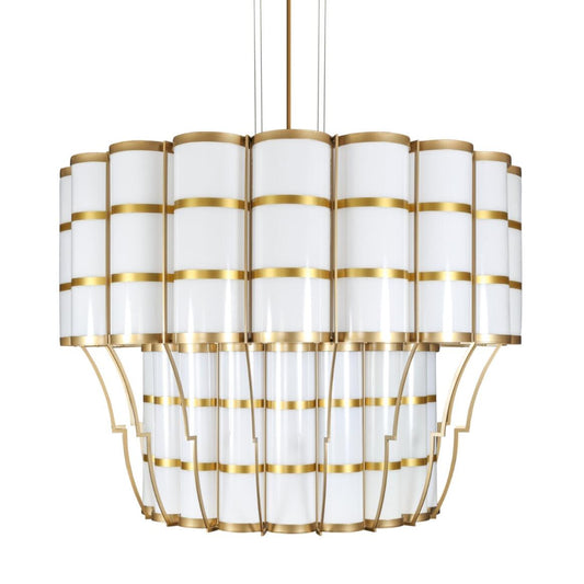 Mullan Lighting Saint-Denis 36-Light Powder-Coated Bronze Large Two-Tier Drum Chandelier