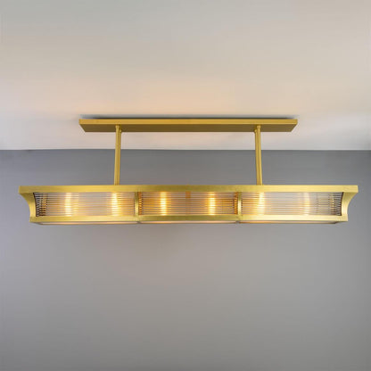 Mullan Lighting Lestrade 6-Light Prismatic Glass Linear Brass Island Chandelier