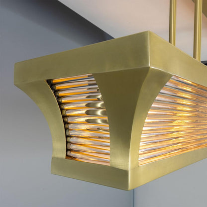 Mullan Lighting Lestrade 6-Light Prismatic Glass Linear Brass Island Chandelier
