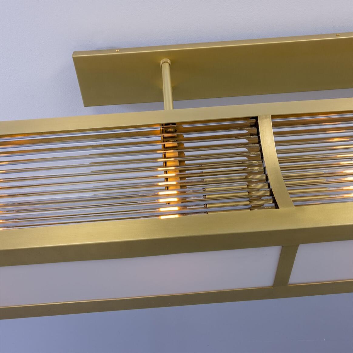 Mullan Lighting Lestrade 6-Light Prismatic Glass Linear Brass Island Chandelier