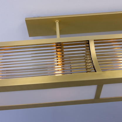 Mullan Lighting Lestrade 6-Light Prismatic Glass Linear Brass Island Chandelier